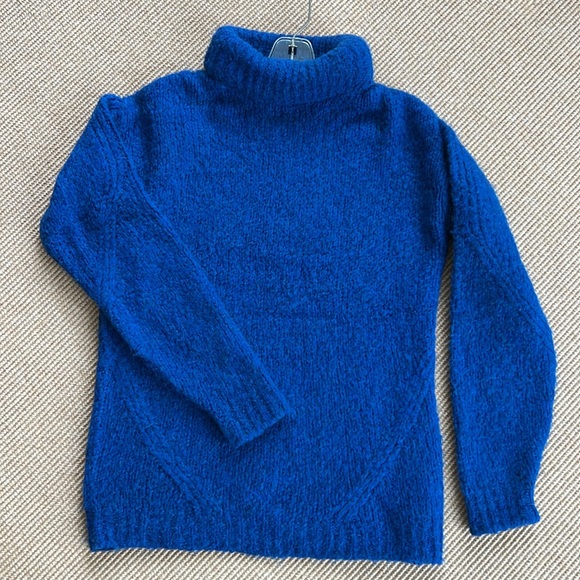 Tibi Alpaca Blend Blue Turtleneck Tunic Length Sweater - Picture 6 of 6